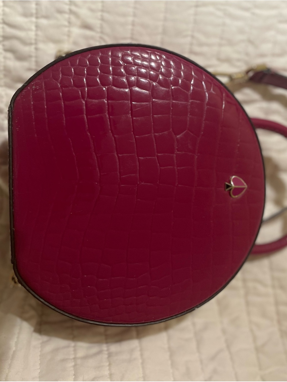 Fuchsia Croc-Embossed Round Shoulder Bag - Kate spade